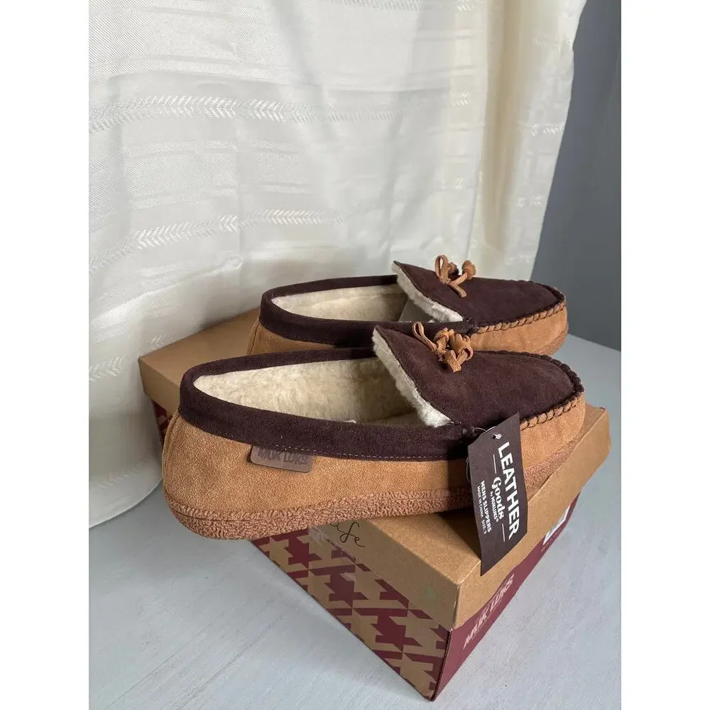 Muk Luks Talan Slippers Camel Genuine Leather Mens Size 9
